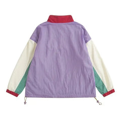 Cartoon Color Block Long Sleeve Patch Coat