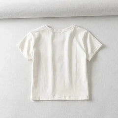 Cartoon Cowgirl Print Short Sleeve Crop Top