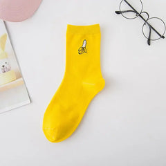 Cartoon Embroidery Fruits Socks