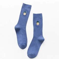 Cartoon Embroidery Fruits Socks