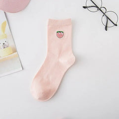 Cartoon Embroidery Fruits Socks