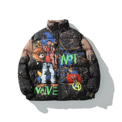 Cartoon Graffiti Windbreaker Harajuku Coat Brown / M