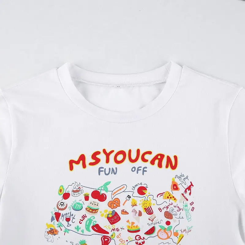 Cartoon Graphic Top Hip Hop Aesthetic Clothing