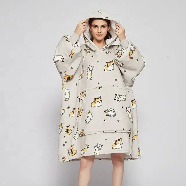 Cartoon Loose Hooded Nightdress