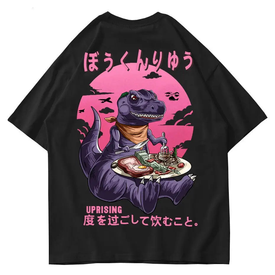 Cartoon Monster Dinosaur Eating Oversized T-Shirt