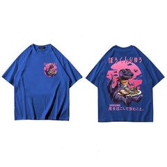 Cartoon Monster Dinosaur Eating Oversized T-Shirt