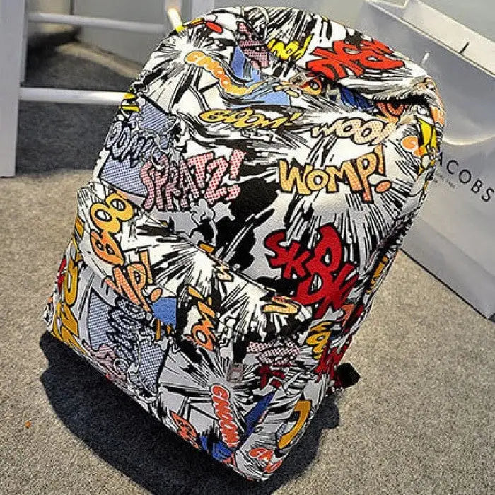 Cartoon Pop Art Graffiti Letter Backpack - Explosion
