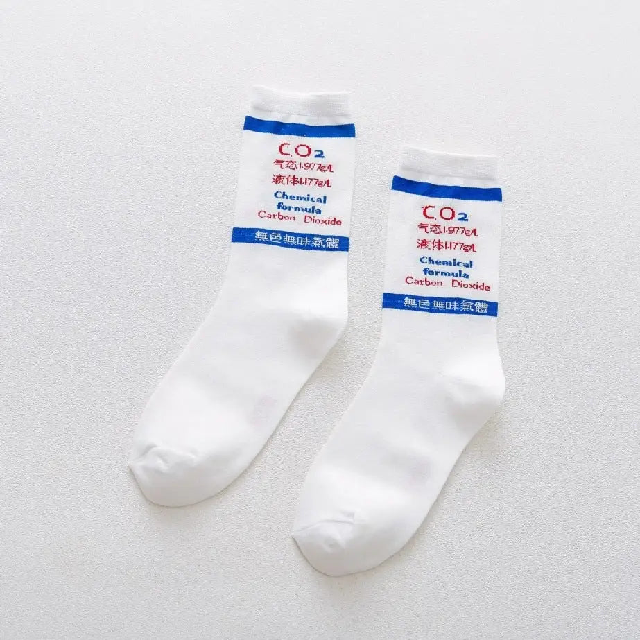 Cartoon Socks - White-Sky Blue / One Size