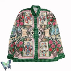 CASABLANCA Light Luxury Silk Fabric Long Sleeve Shirt Overflow Men Women Casual Loose Shirt