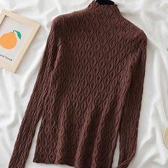 Cashmere Turtleneck Slim Knitted Sweater - Auburn / One Size