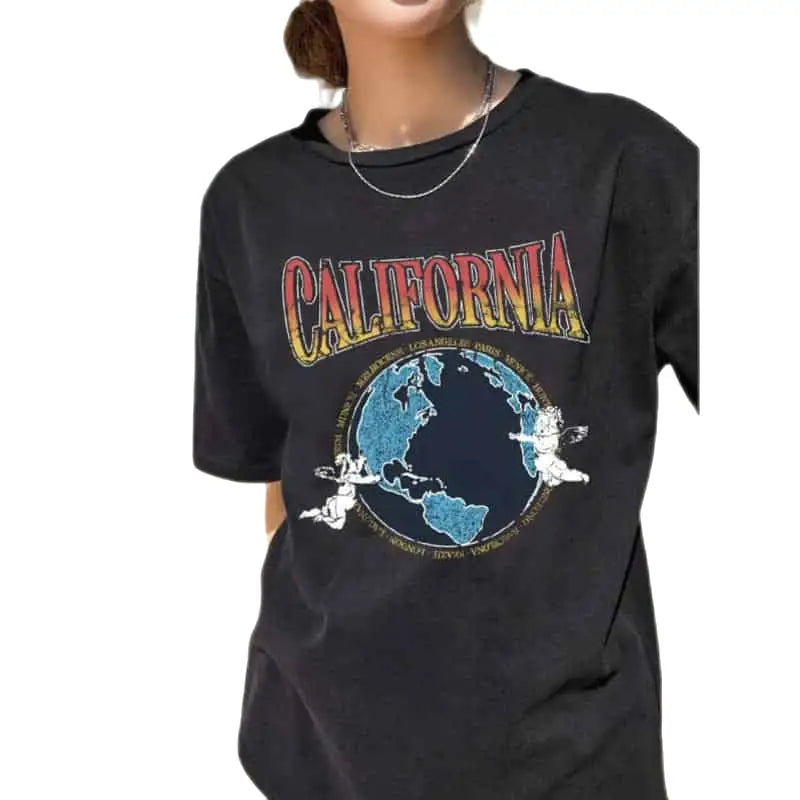 Casual Graphic T-shirt - Black-CaliEarth / XS - Shirts