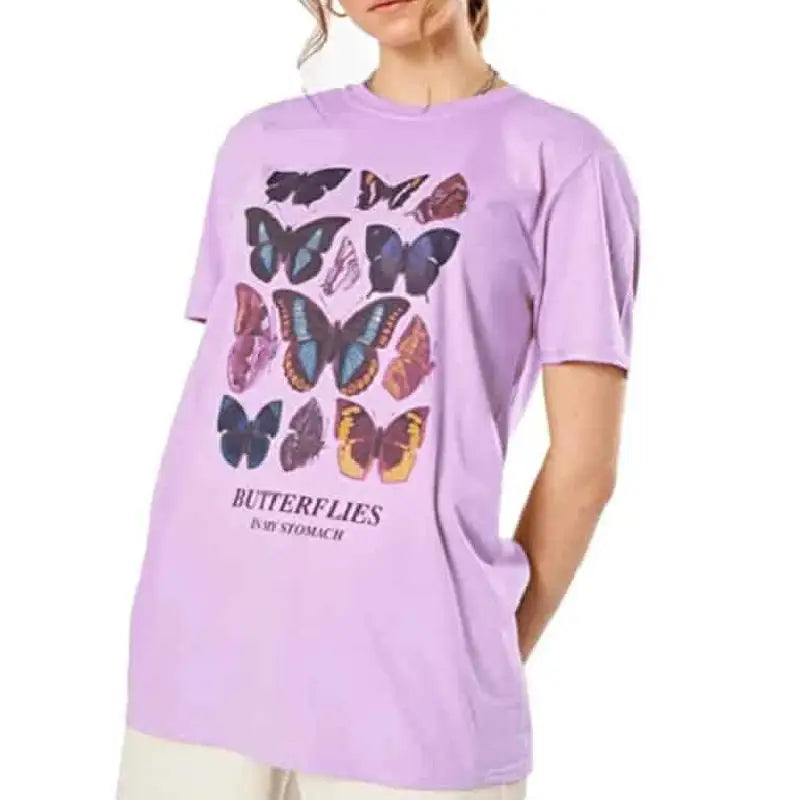 Casual Graphic T-shirt - Purple-ButtStomach / XS - Shirts