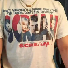 Casual Graphic T-shirt - White-ScreamMovie / XS - Shirts