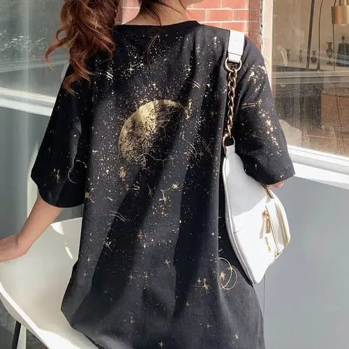 Casual Moon and Stars Oversize T-Shirt