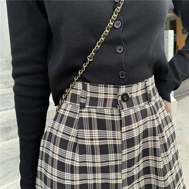 Casual Plaid Retro Aesthetic Loose Pants for Everyday Wear