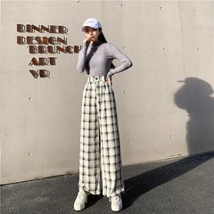 Casual Plaid Retro Aesthetic Loose Pants for Everyday Wear