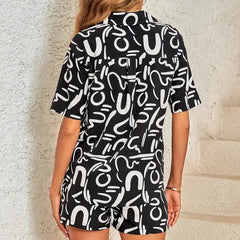 Casual Print Loose Short Set with Inches Waist and Hip Fit