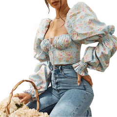 Casual Puff Sleeve Corset Blouse