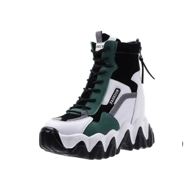 Casual Sneakers Platform High Heels Ankle Boots - Green / 34