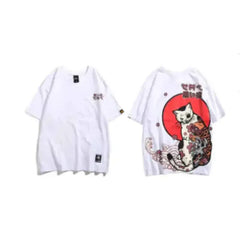 Cat and Koi Asian Street Design T Shirt