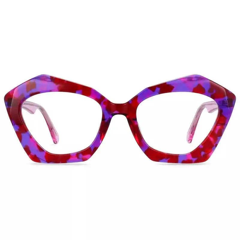 Cat Eye Acetate Floral Frames Purple Red