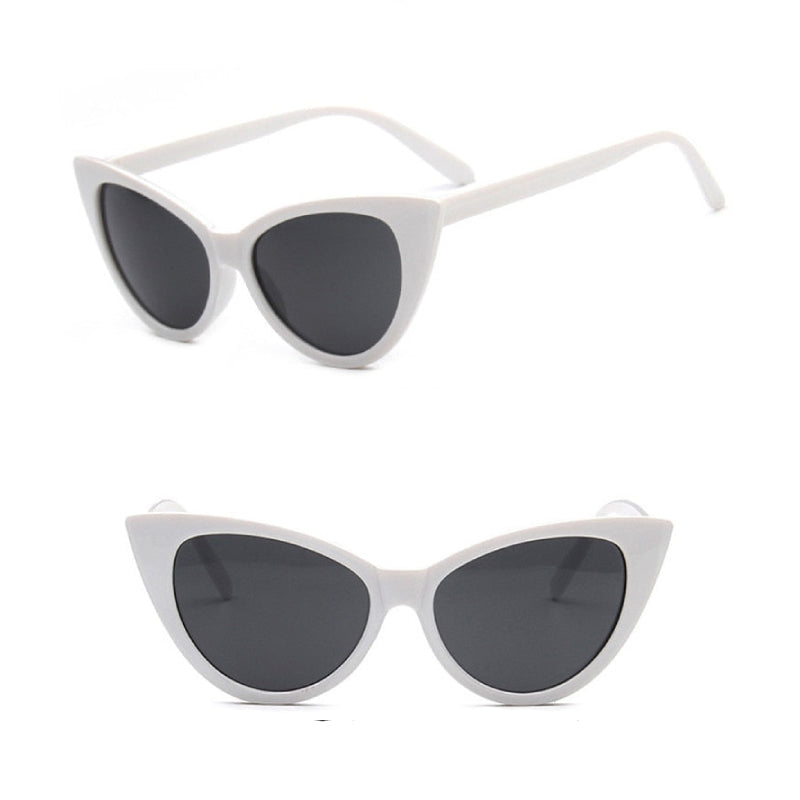 Cat Eye Brand Sunglasses - White-Gray(XL) / One Size