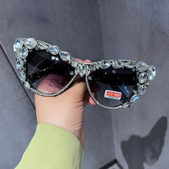 Cat Eye Embellished Crystal Sunglasses