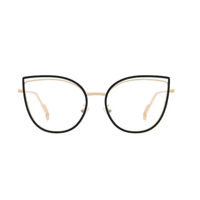 Cat Eye Light Metal Frame Glasses - Black