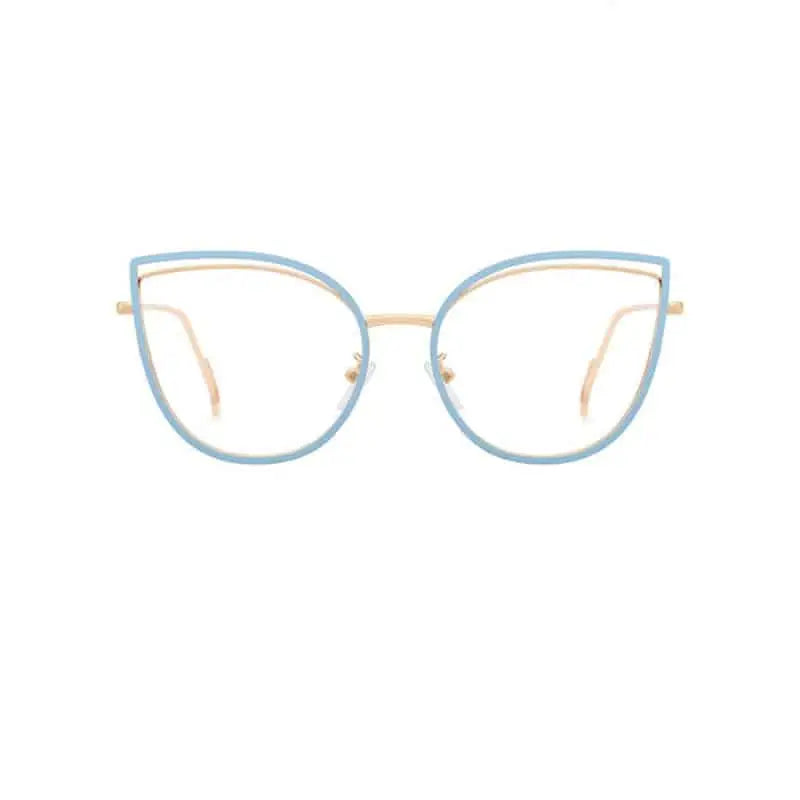 Cat Eye Light Metal Frame Glasses - Blue