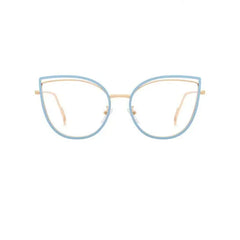 Cat Eye Light Metal Frame Glasses - Blue