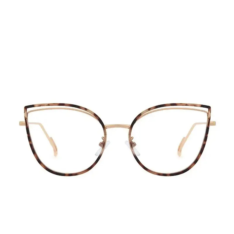 Cat Eye Light Metal Frame Glasses - Leopard