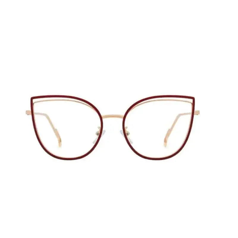 Cat Eye Light Metal Frame Glasses - Red