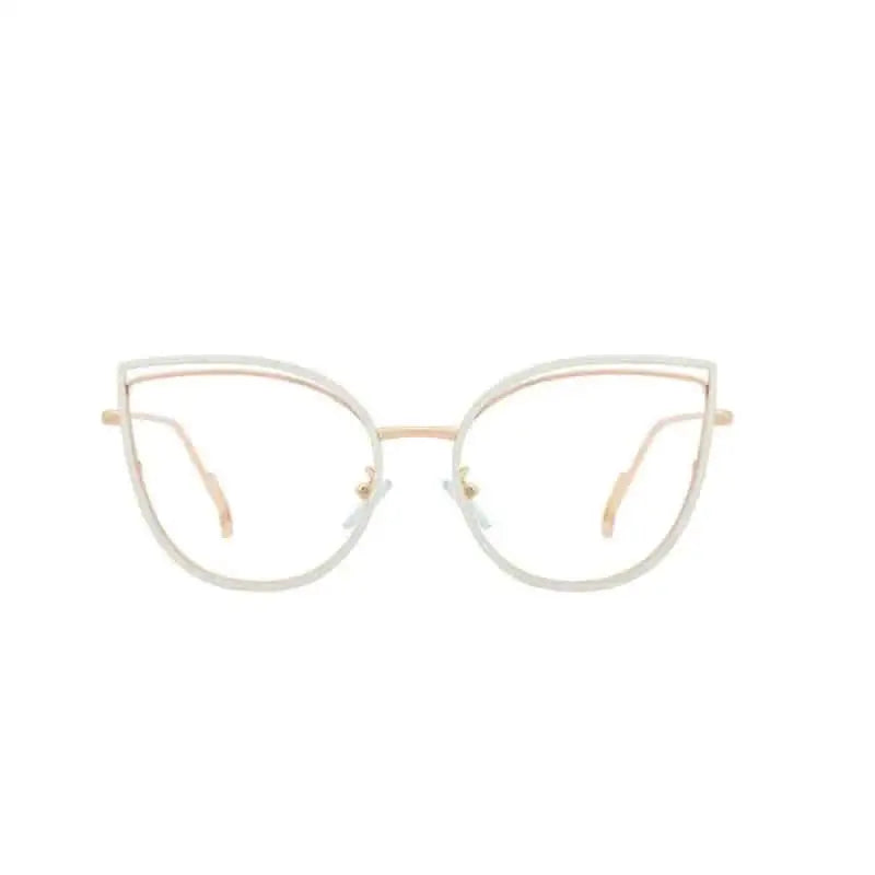 Cat Eye Light Metal Frame Glasses - White