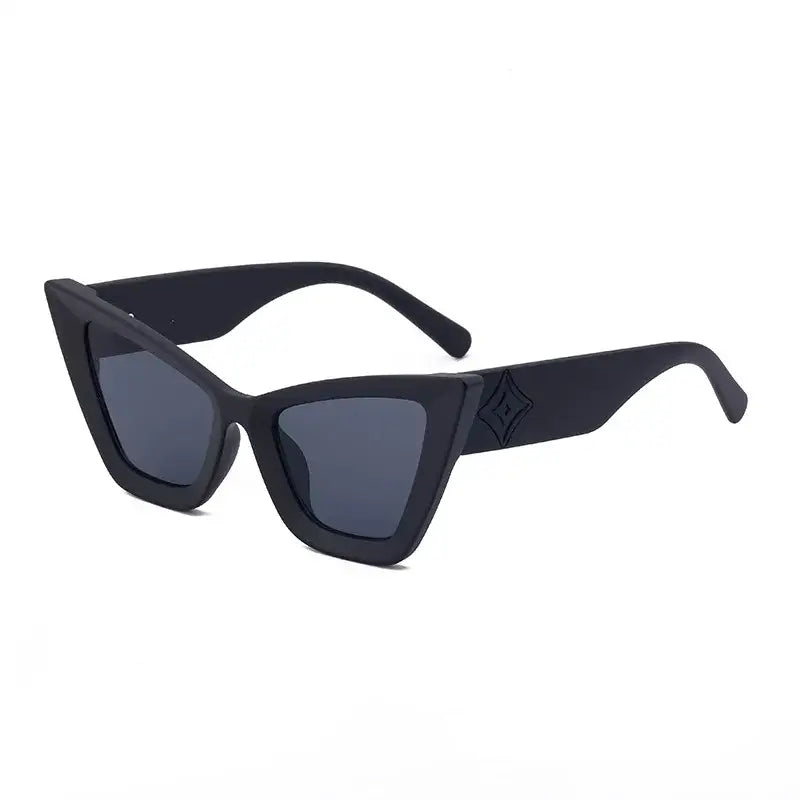 Cat Eye Oversized Sunglasses - Black Grey
