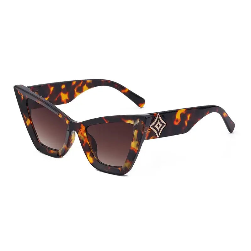 Cat Eye Oversized Sunglasses with UV Protection Leopard