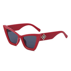Cat Eye Oversized Sunglasses with UV Protection Red Grey
