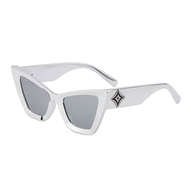Cat Eye Oversized Sunglasses with UV Protection Silver