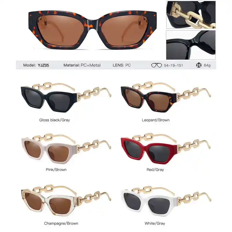 Cat Eye Sunglasses with Chain Detail
