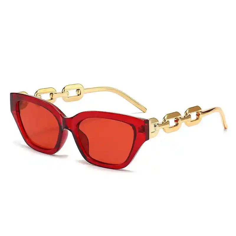 Cat Eye Sunglasses with Chain Detail