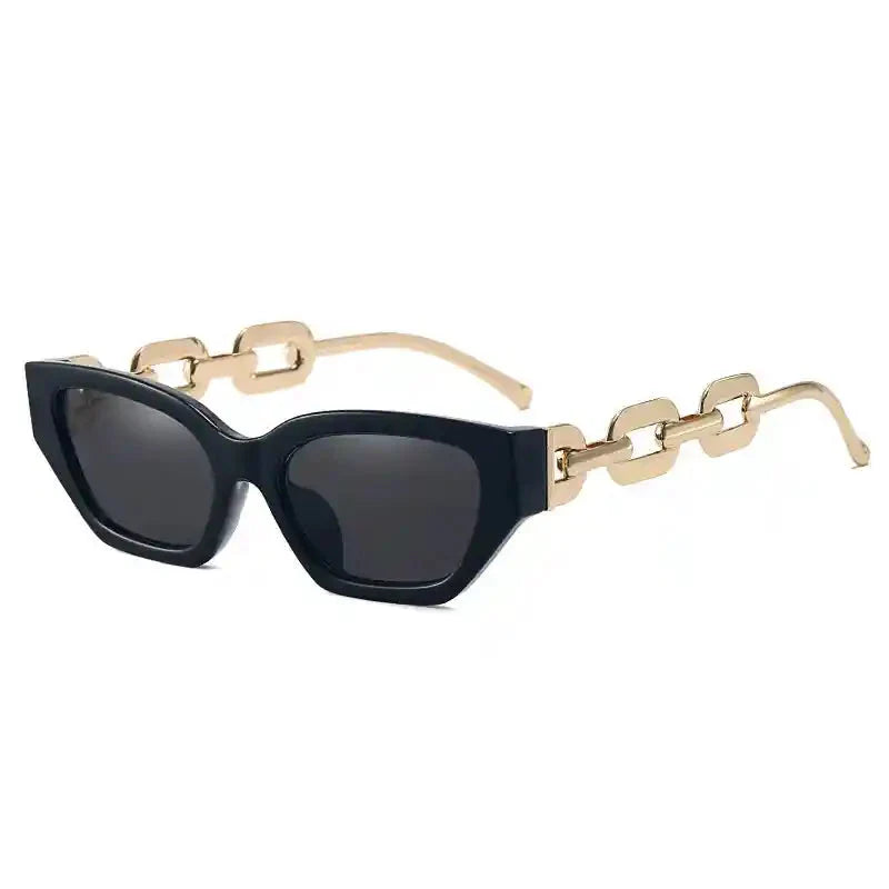 Cat Eye Sunglasses with Chain Detail Black Grey