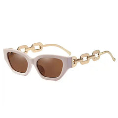 Cat Eye Sunglasses with Chain Detail Pink Tea