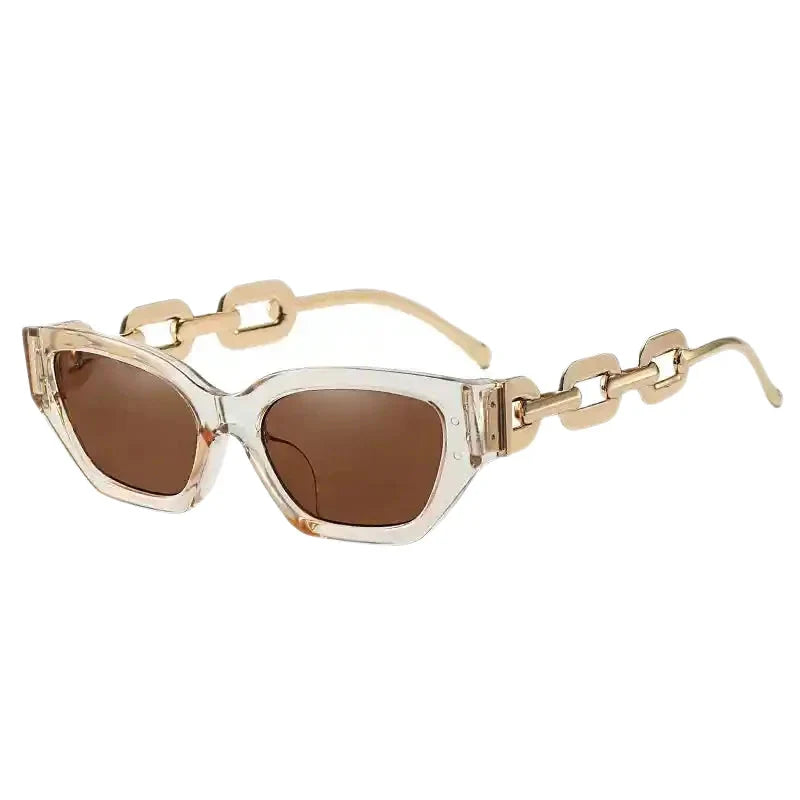 Cat Eye Sunglasses with Chain Detail Tea