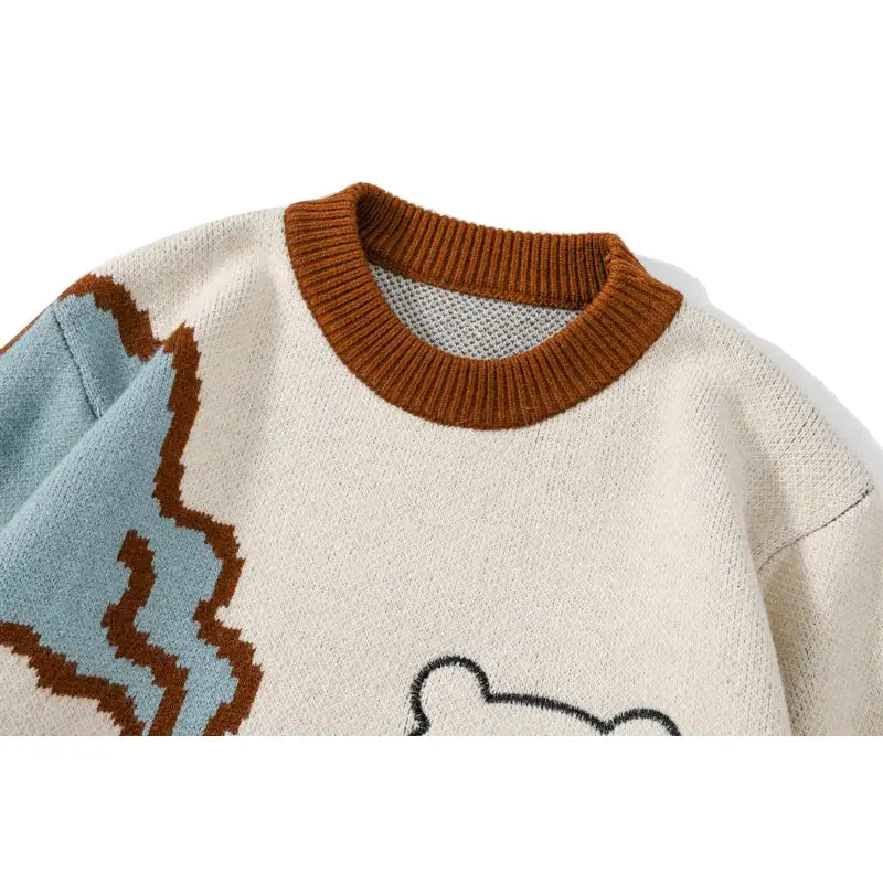 CATCASE Embroidered Knitted Oversize Sweater Bear Design