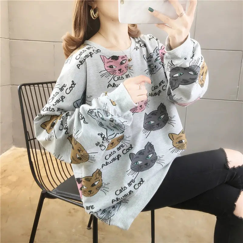 Cats Are Always Cool Aesthetic Oversize Sweatshirt