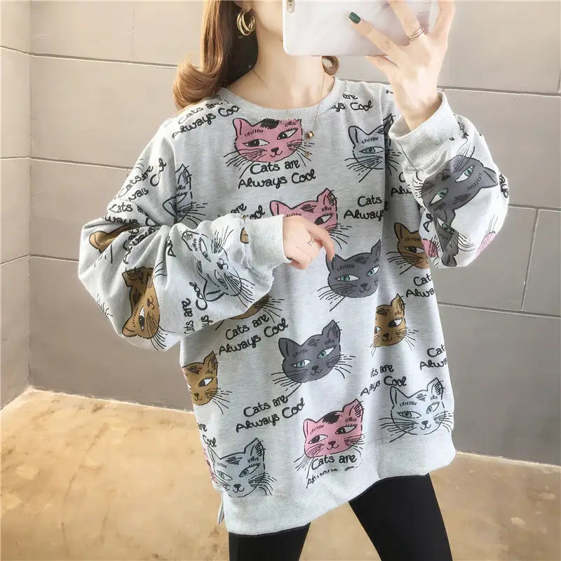 Cats Are Always Cool Aesthetic Oversize Sweatshirt