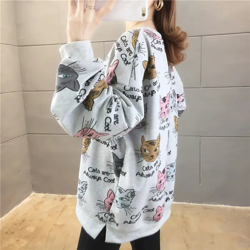 Cats Are Always Cool Aesthetic Oversize Sweatshirt