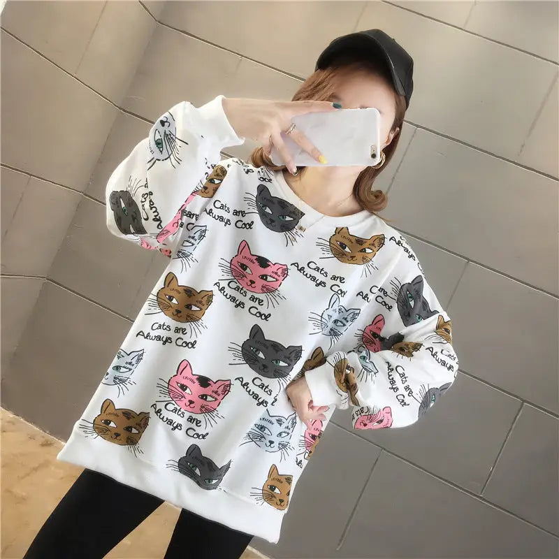 Cats Are Always Cool Aesthetic Oversize Sweatshirt