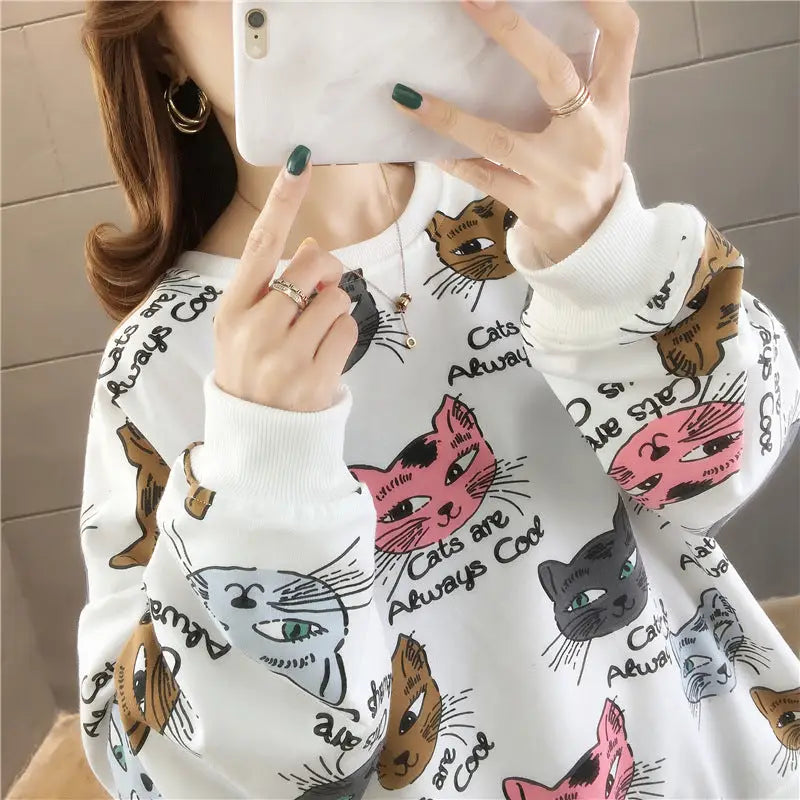 Cats Are Always Cool Aesthetic Oversize Sweatshirt