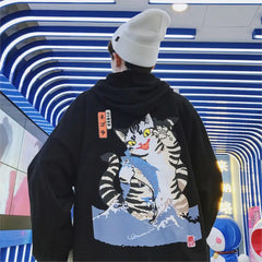 Cats Harajuku Oversize Hoodie Japan Style Casual Wear Black