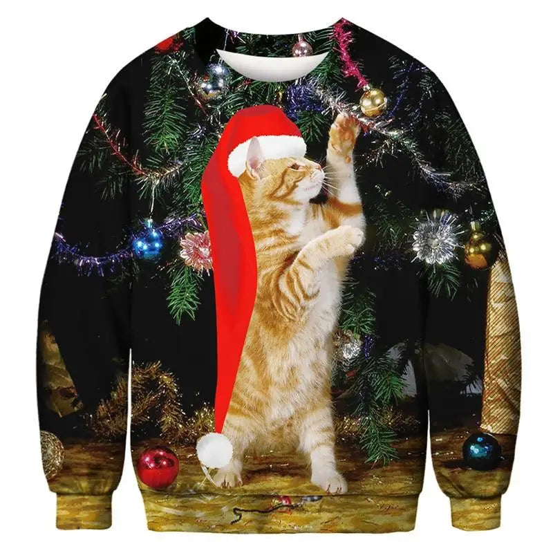 Cats Ugly Christmas 3D Funny Sweatshirt